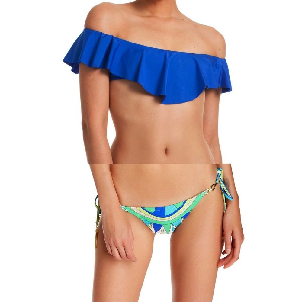 Trina Turk Off Shoulder Top & Bikini Bottom Set 10